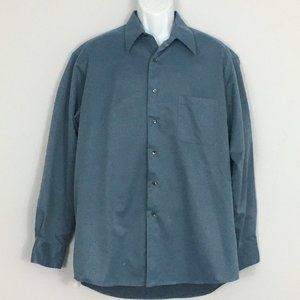 Cezani Mens 16.5 34/35 Yale Blue Marbled Button Up 100% Polyester Dress Shirt